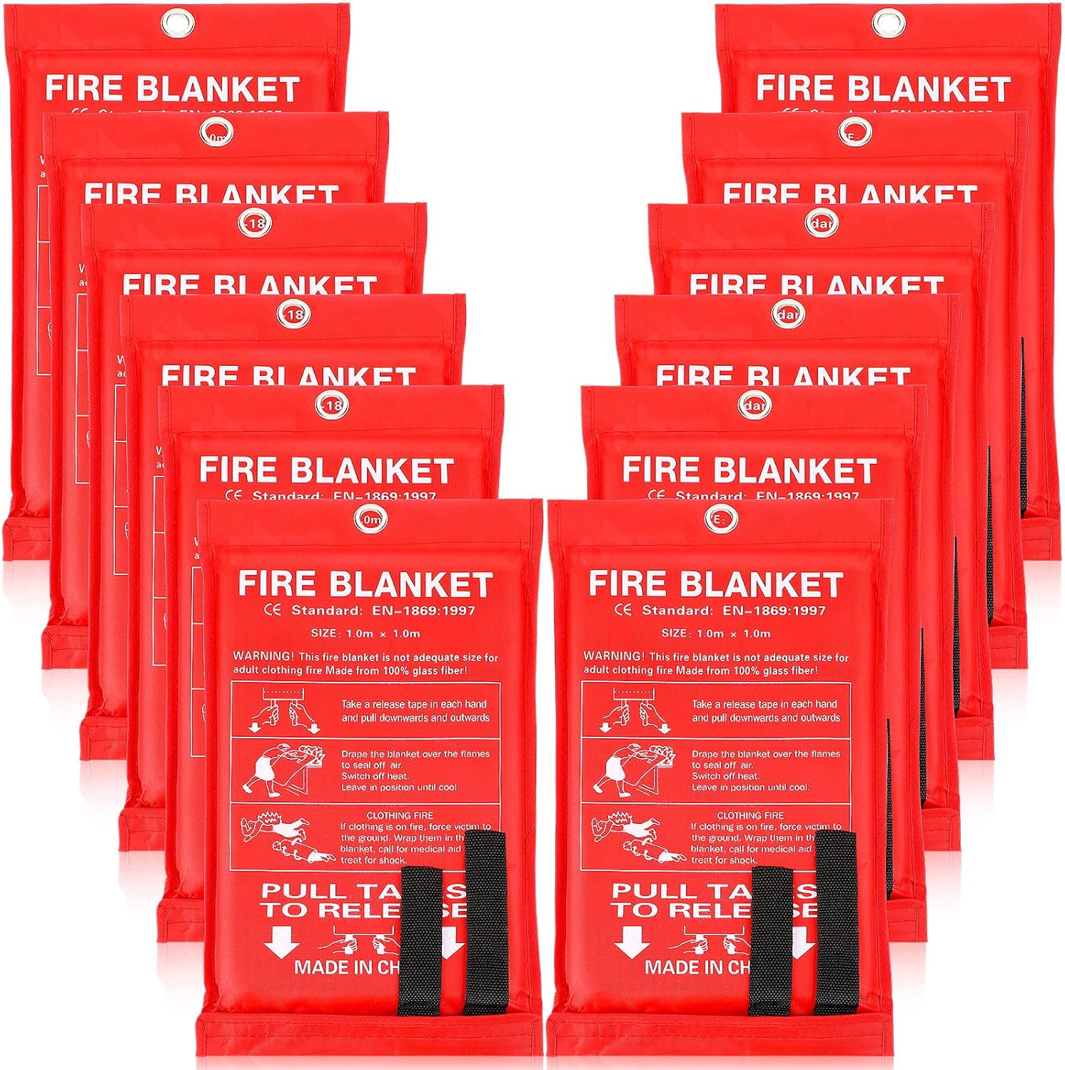 Fire Blanket Kitchen - 12 Pack Fire Blankets 39x39 Inch