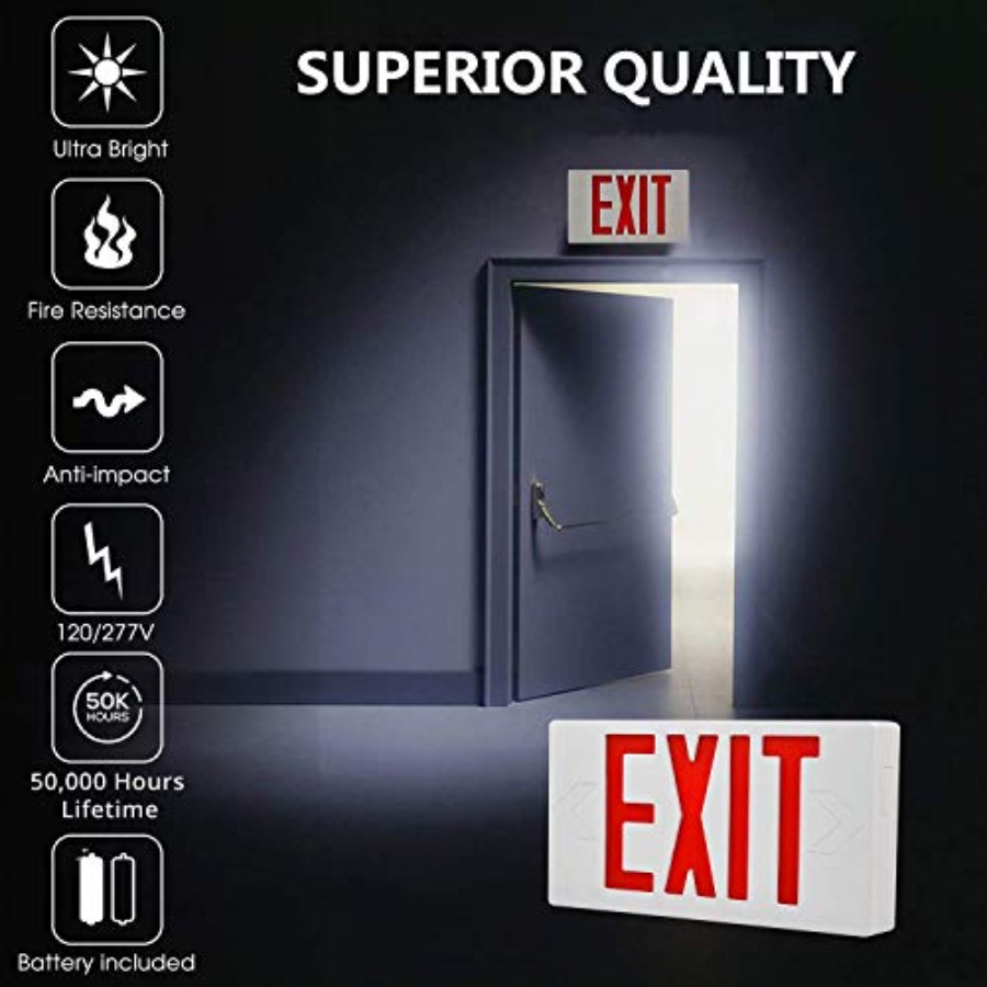 Ultra Slim LED Exit Sign, Red  - Emergency Exit Sign บทวิจารณ์และราคา