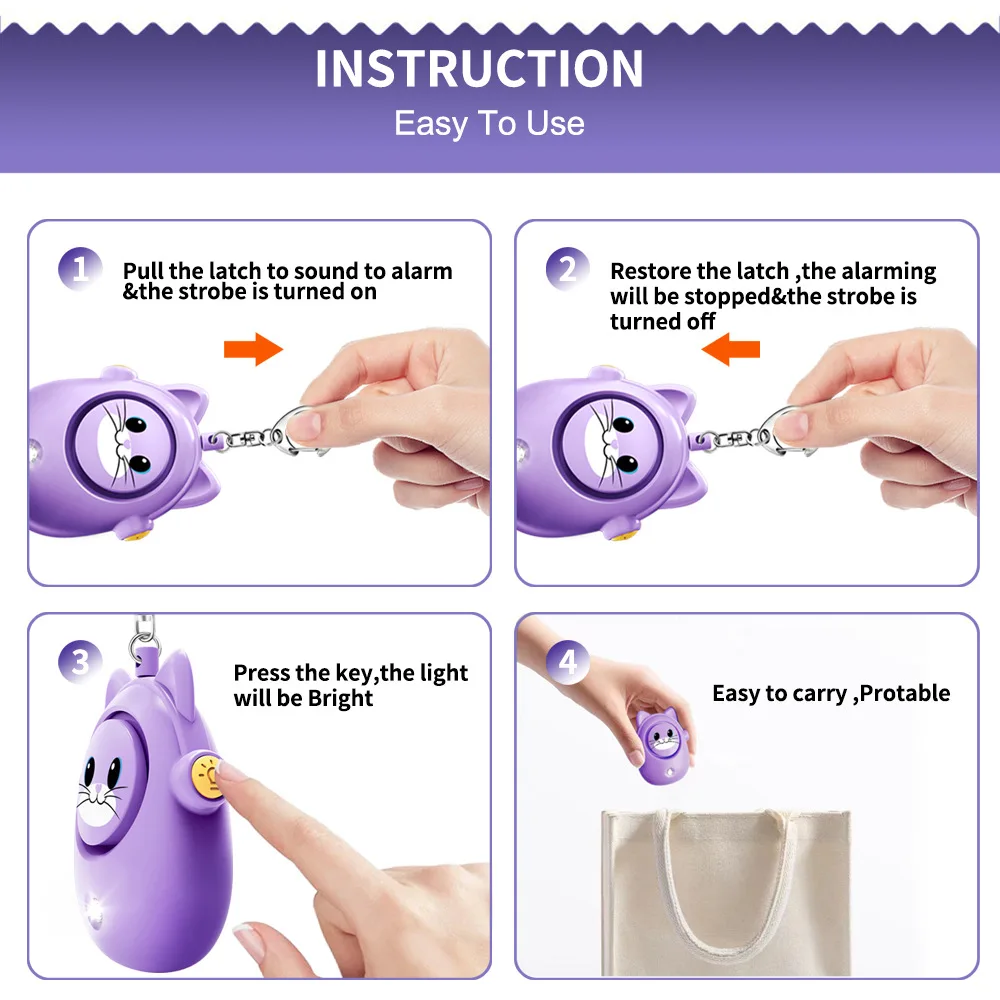 Cute Cat Personal Self Defense - Personal Alarm Keychain บทวิจารณ์และราคา