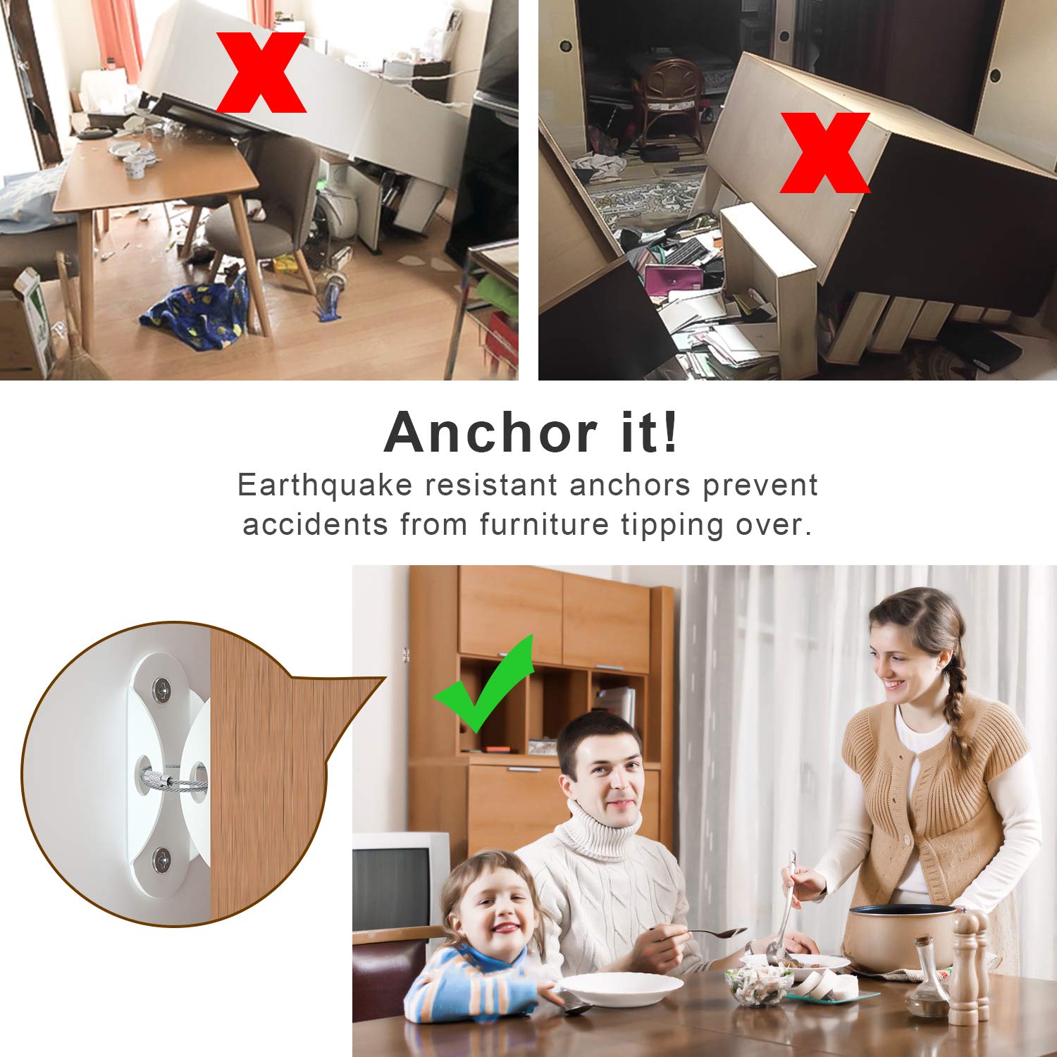 6 Set Furniture Wall Anchors A - Earthquake Anchor Strap บทวิจารณ์และราคา