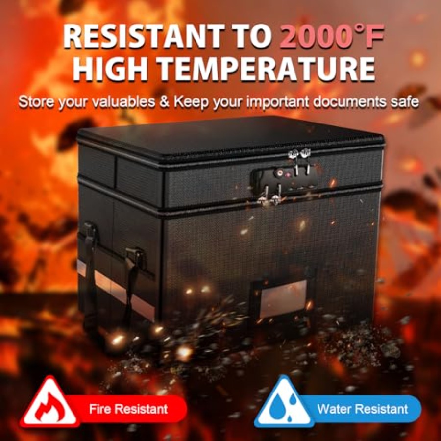 Fireproof Document Box with Lo - Fire Safe Document บทวิจารณ์และราคา