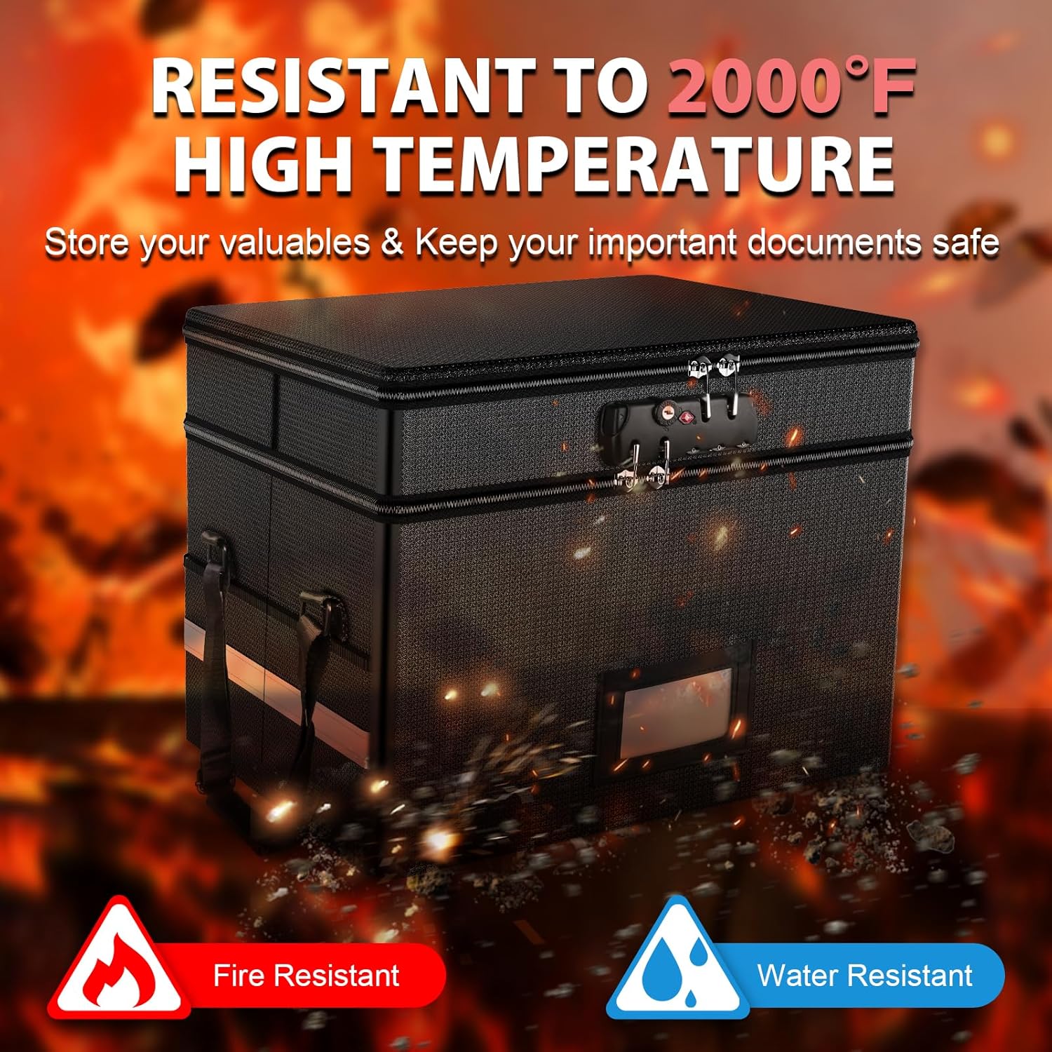 Fireproof Document Box with Lo - Fire Safe Document บทวิจารณ์และราคา