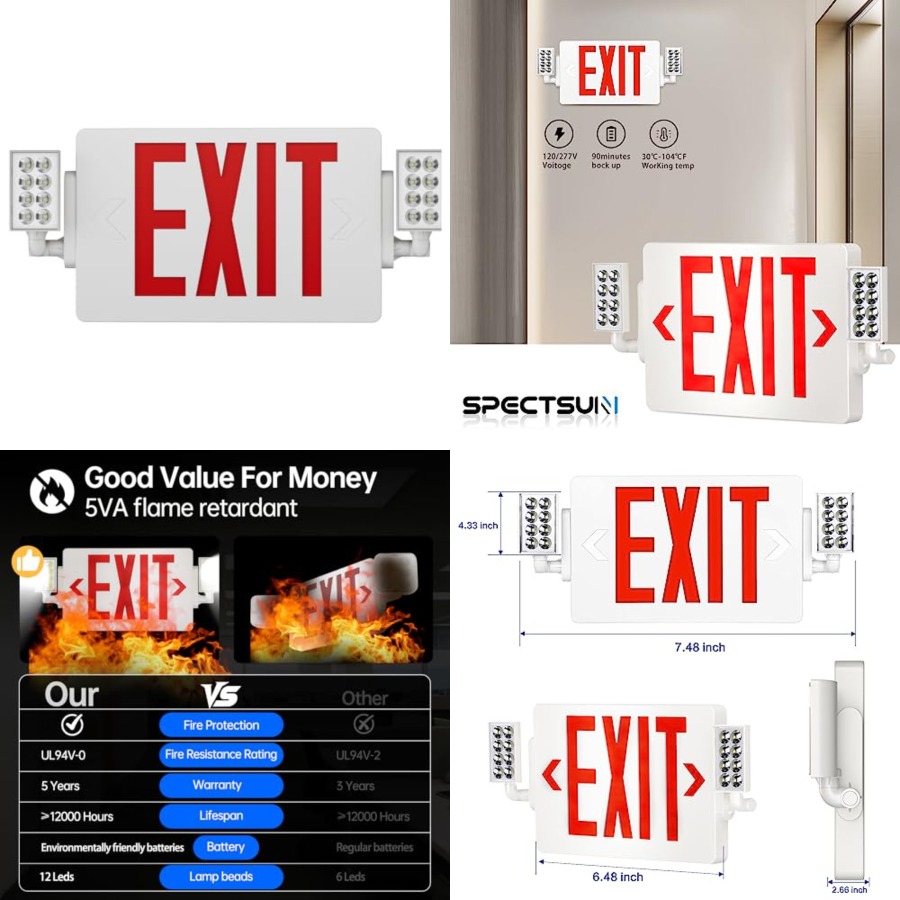 Spectsun 1 Pack Exit Signs wit - Emergency Exit Sign บทวิจารณ์และราคา