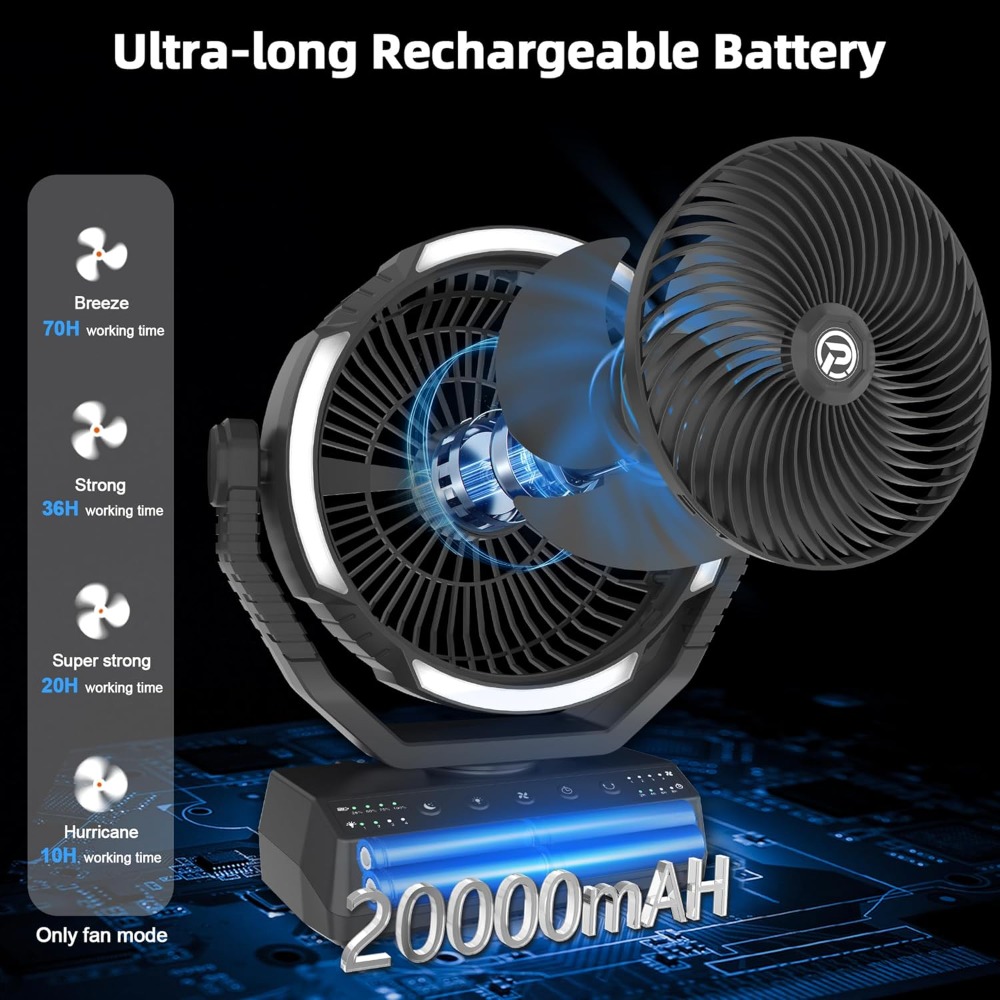 20000mAh Camping Fan with Ligh - Power Outage Light บทวิจารณ์และราคา