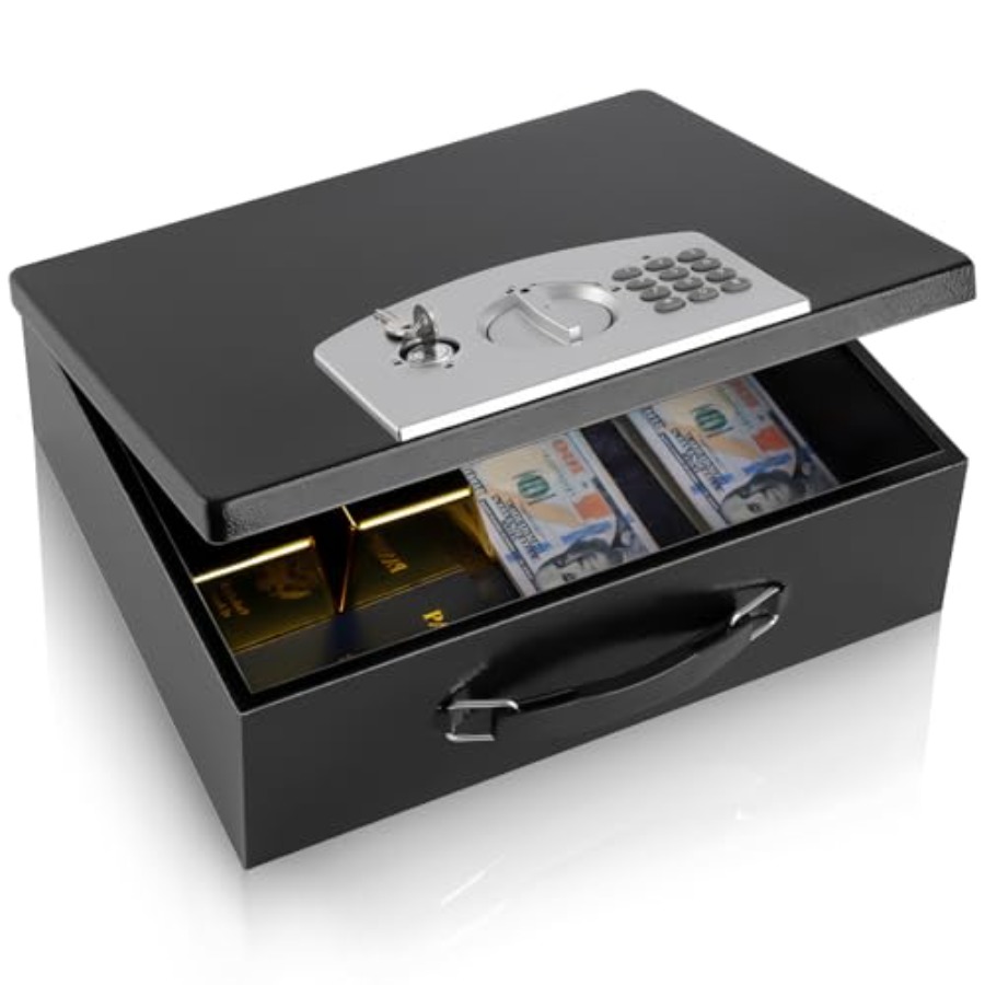 Portable Metal Safe Box with D - Fire Safe Document บทวิจารณ์และราคา