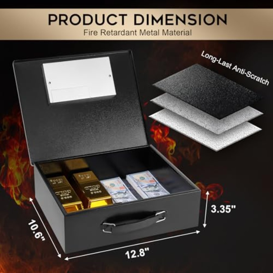 Portable Metal Safe Box with D - Fire Safe Document บทวิจารณ์และราคา