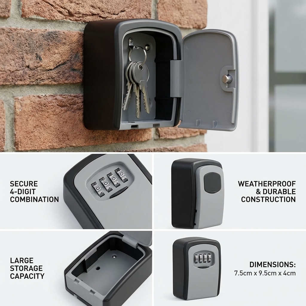 Wall Mount Key Lock Box with 4 - Lockbox Key Secure บทวิจารณ์และราคา