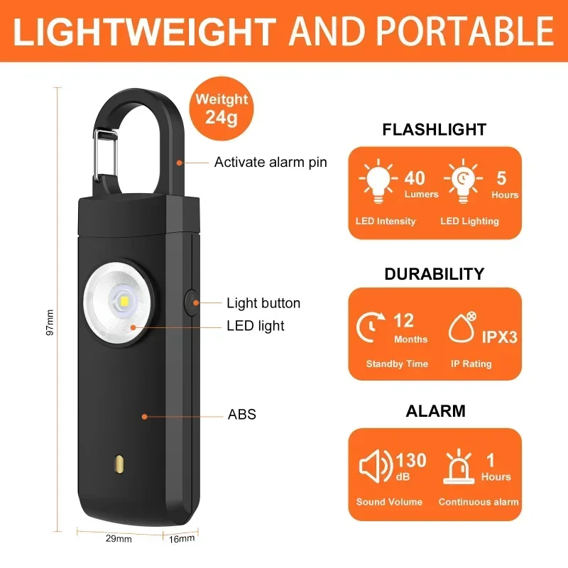 Self Defense LED Flashlight US - Personal Alarm Keychain บทวิจารณ์และราคา