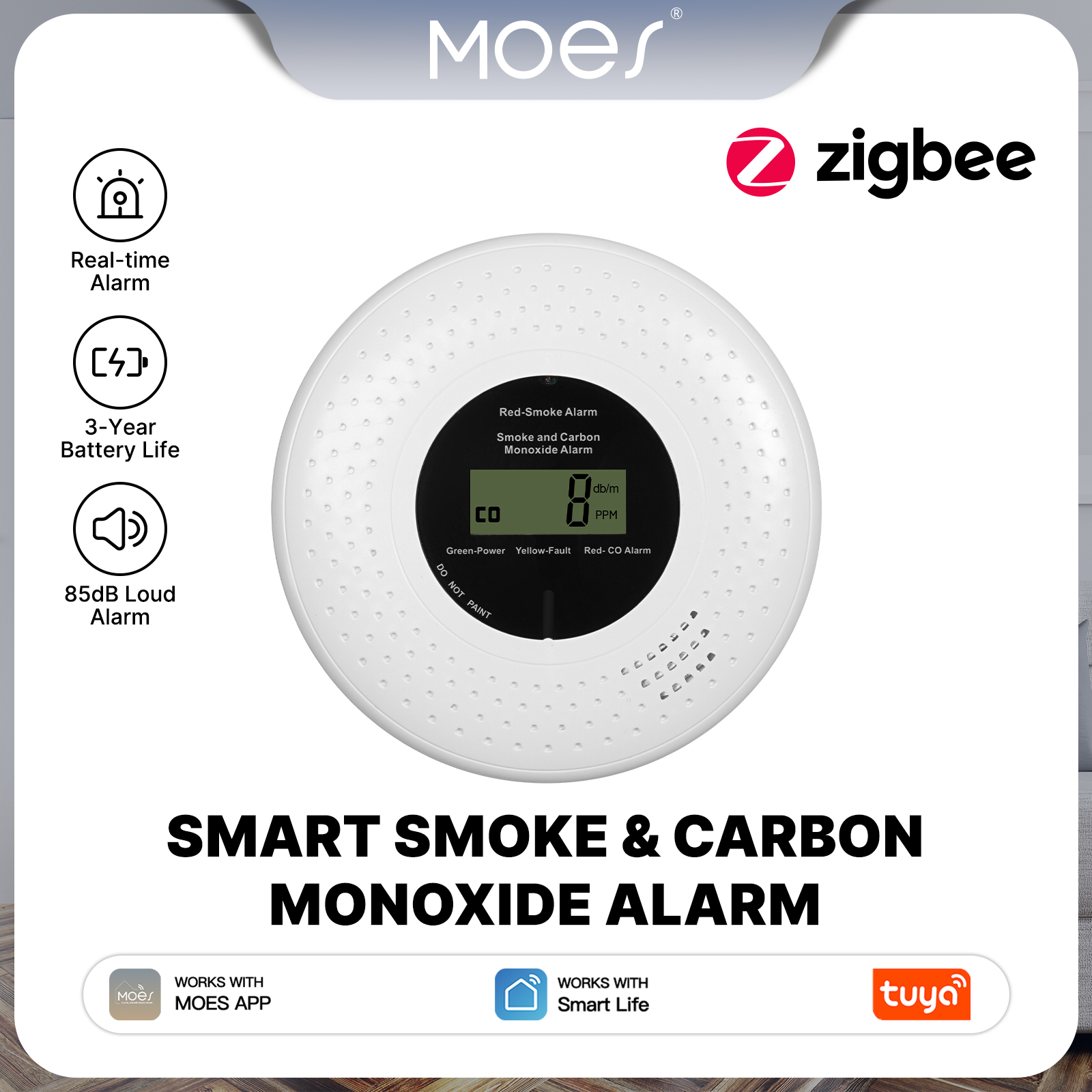MOES Tuya Zigbee Smart Smoke C - Co Detector Plug บทวิจารณ์และราคา