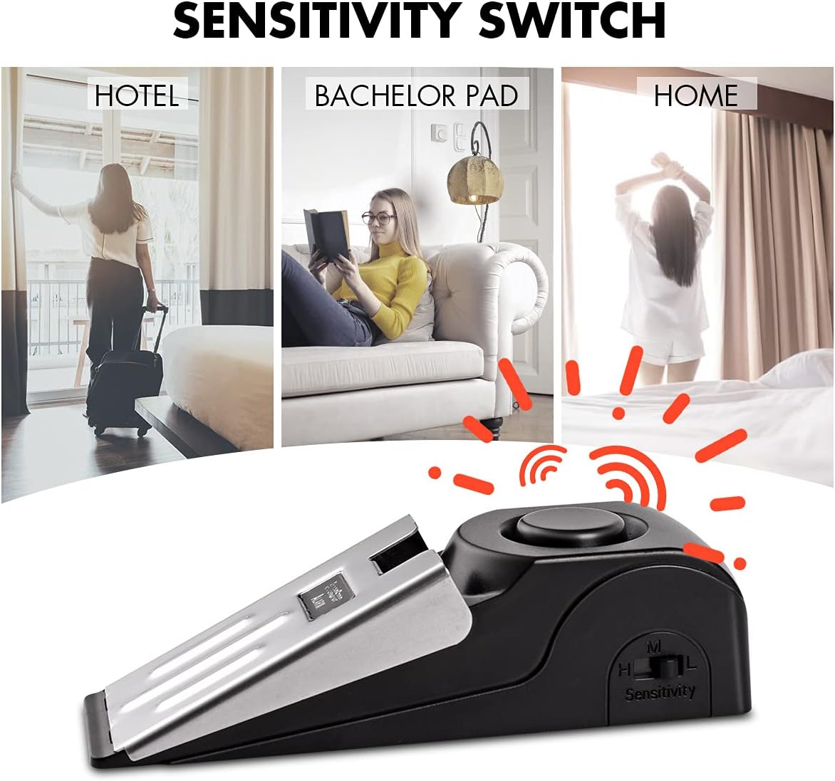 1/2Pcs Portable Travel 120 DB  - Door Stop Alarm บทวิจารณ์และราคา