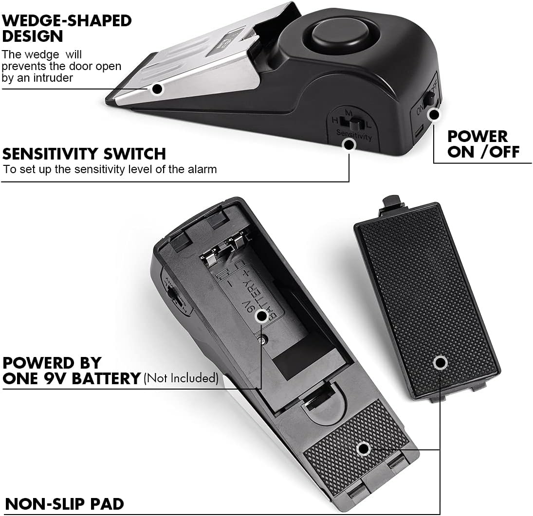 1/2Pcs Portable Travel 120 DB  - Door Stop Alarm บทวิจารณ์และราคา