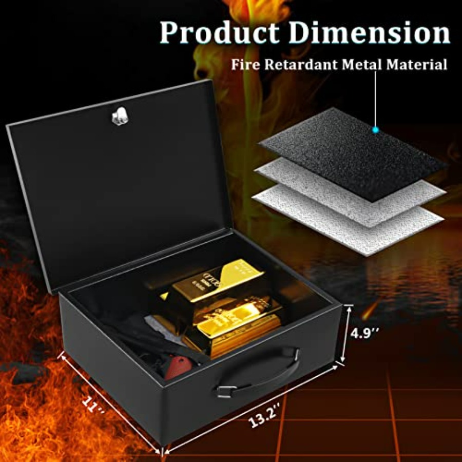Portable Metal Safe Box with K - Fire Safe Document บทวิจารณ์และราคา